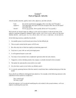 Lesson 7 Parts of Speech: Adverbs