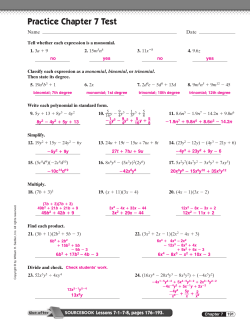 Practice Chapter 7 Test