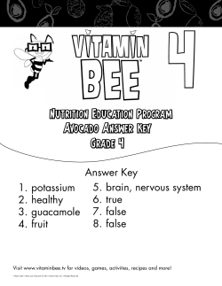 Avocado Answer Key Nutrition Education Program Grade 4
