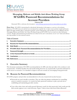 M3AAWG Password Recommendations for Account Providers