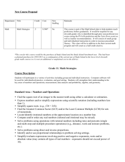 Grade 11 Math Strategy Course - State College Area School District