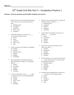 10 Grade Civil War Part 2 &ndash; Vocabulary Practice 1
