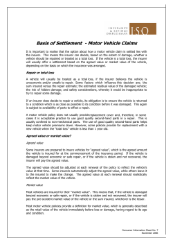 Basis of Settlement - Motor Vehicle Claims