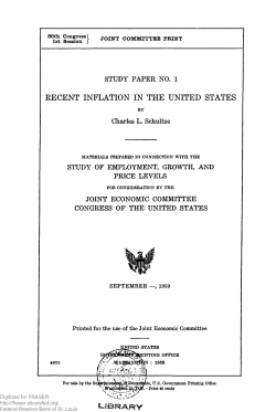 Study Paper No. 1 | Recent Inflation in the United States by Charles