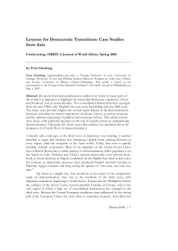 Lessons for Democratic Transitions: Case Studies from Asia