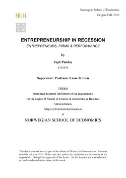 ENTREPRENEURSHIP IN RECESSION