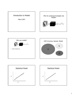 Introduction to Models Statistical Model Statistical Model