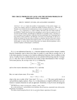 THE CIRCLE PROBLEM OF GAUSS AND THE DIVISOR PROBLEM
