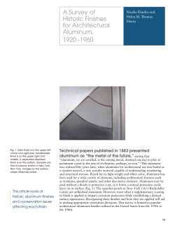 A Survey of Historic Finishes for Architectural Aluminum, 1920 &ndash;1960