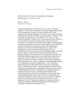 Bend Like the Grass: Ecofeminism in Kamala Markandaya`s Nectar
