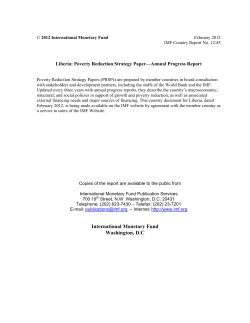 Liberia: Poverty Reduction Strategy Paper--Annual Progress
