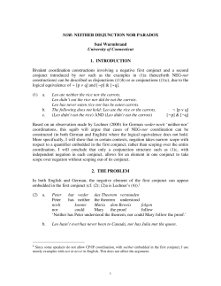 NOR: NEITHER DISJUNCTION NOR PARADOX Susi Wurmbrand