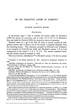 ON THE PROJECTIVE AXIOMS OF GEOMETRY*