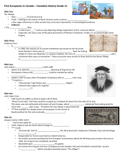 Oct 5 Feb 23 First Europeans in Canada student blank Vikings