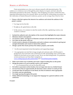 MAKING AN APA POSTER Poster presentations are a fun way to