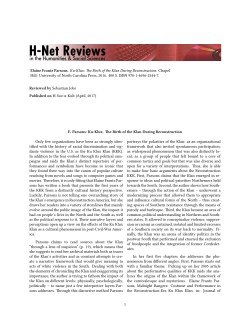 E. Parsons: Ku-Klux. The Birth of the Klan During - H-Net