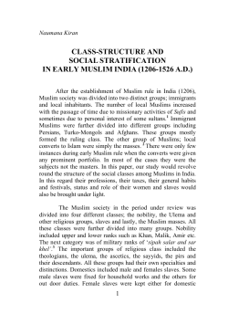 class-structure and social stratification in early muslim india (1206