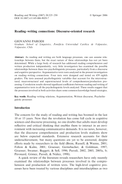 Reading&ndash;writing connections: Discourse-oriented