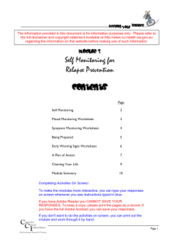 Module 3: Self Monitoring for Relapse Prevention
