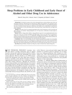 Sleep Problems in Early Childhood and Early Onset of Alcohol and
