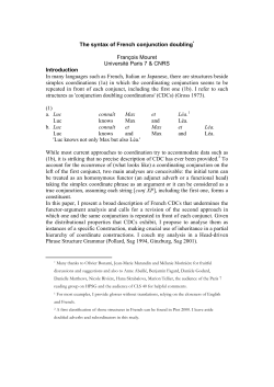 The syntax of French conjunction doubling* Fran&ccedil;ois Mouret