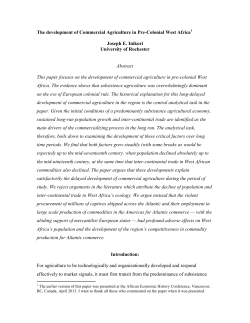 The development of Commercial Agriculture in Pre