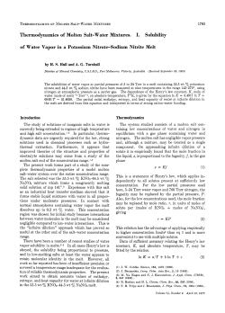 Thermodynamics of Molten Salt-Water Mixtures. I. Solubility of Water