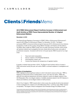 2015 FERC Enforcement Report Confirms Increase in