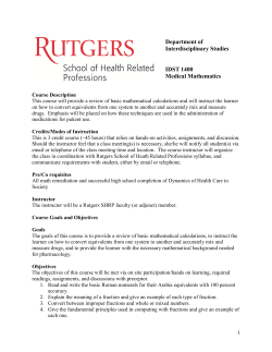 Medical Math Course Outline and Scope and Sequence