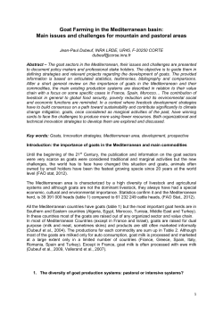 Goat Farming in the Mediterranean basin: Main issues