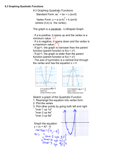 Standard Form: ax + bx + c (a&ne;0) Vertex Form: y = a (x