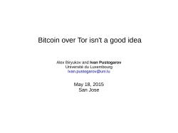 Bitcoin over Tor isn`t a good idea