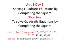 5.1 Solving Quadratic Equations by Finding Square Roots