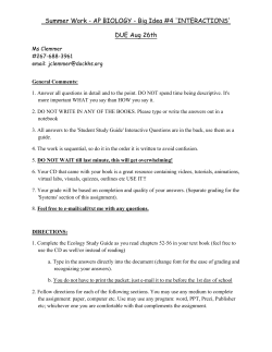 Summer Work - AP BIOLOGY - Big Idea #4 `INTERACTIONS` DUE