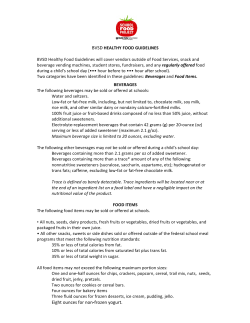 BVSD HEALTHY FOOD GUIDELINES