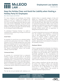 Keep the Holiday Cheer and Avoid the Liability when Hosting a