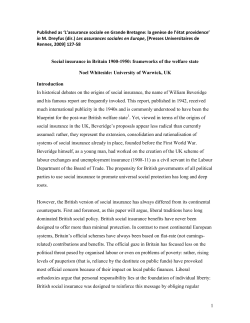 Social insurance in Britain 1900-1950: frameworks of the welfare state