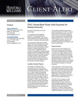 November 6, 2008 FDIC Closed-Bank Rules Yield Surprises for