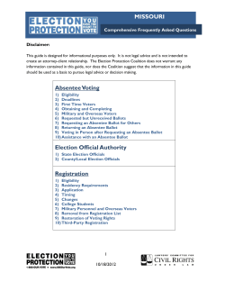 Absentee Voting Election Official Authority Registration MISSOURI