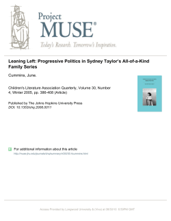 Progressive Politics in Sydney Taylor`s All-of-a