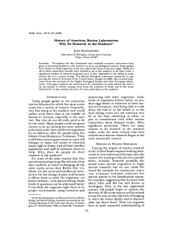 History of American Marine Laboratories: Why Do Research At the
