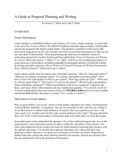 A Guide to Proposal Planning and Writing