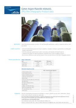 Cymer Argon Fluoride mixtures. SPECTRA Lithography Product data.
