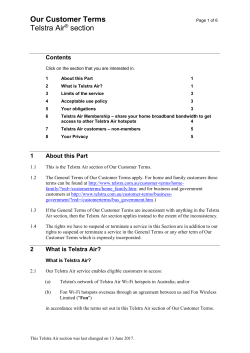 Our Customer Terms Telstra Air&reg; section