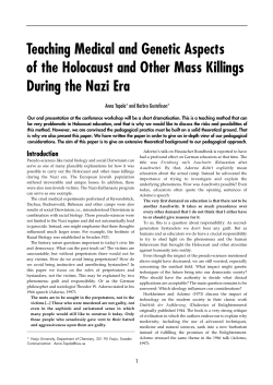 Teaching Medical and Genetic Aspects of the Holocaust