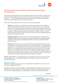 Emotional and behavioural effects of ABI caused by meningitis and