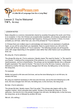 Lesson 2: You`re Welcome!