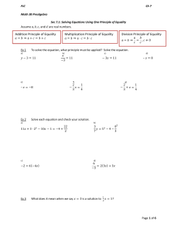 Addition Principle of Equality Division Principle of Equality