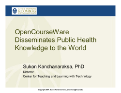 OpenCourseWare disseminates public health knowledge to the world