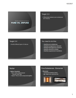 Target 2.3 Target 2.4 You need to do this: Matter Pure Substances